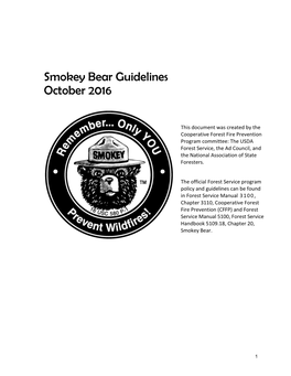 Smokey Bear Guidelines October 2016