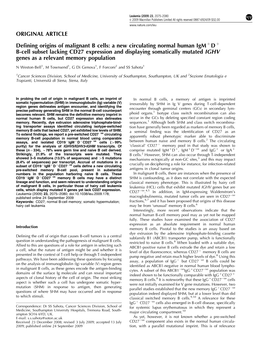 Defining Origins of Malignant B Cells