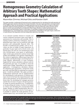 Homogeneous Geometry Calculation of Arbitrary Tooth Shapes: Mathmatical Approach and Practical Applications