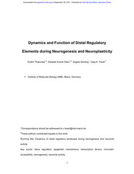 Dynamics and Function of Distal Regulatory Elements During Neurogenesis and Neuroplasticity