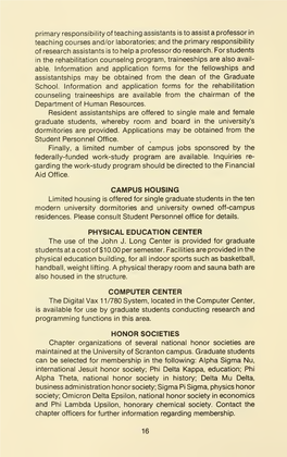 Catalog of the University of Scranton Graduate School