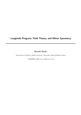 Langlands Program, Field Theory, and Mirror Symmetry