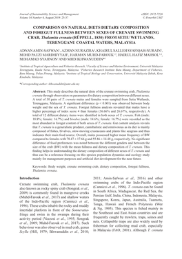 Comparison on Natural Diets Dietary Composition And