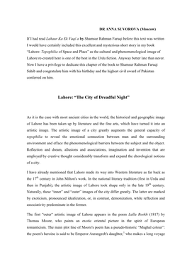 Lahore: “The City of Dreadful Night”