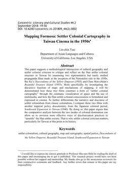 Settler Colonial Cartography in Taiwan Cinema in the 1950S