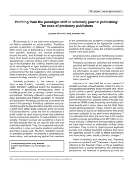 Profiting from the Paradigm Shift in Scholarly Journal Publishing: the Case of Predatory Publishers