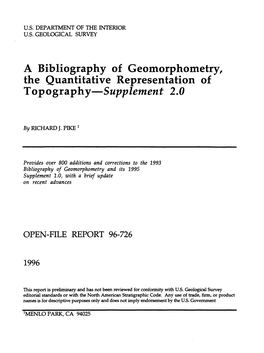 A Bibliography of Geomorphometry, the Quantitative Representation of Topography Supplement 2.0
