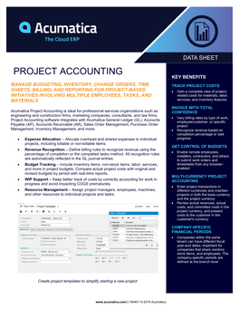 Project Accounting Key Benefits