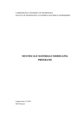 Multiscale Materials Modelling Programs