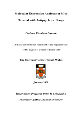 Molecular Expression Analyses of Mice Treated with Antipsychotic Drugs