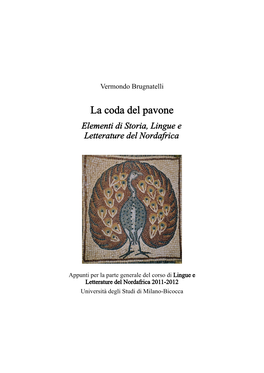 La Coda Del Pavone Elementi Di Storia, Lingue E Letterature Del Nordafrica