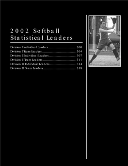 2002 Softball Statistical Leaders