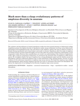 Evolutionary Patterns of Amplexus Diversity in Anurans