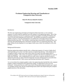 Freshman Engineering Drawing and Visualization at Youngstown State University