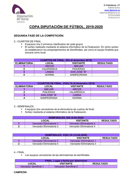 Copa Diputación De Fútbol, 2019-2020