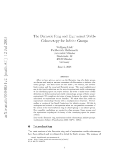 Arxiv:Math/0504051V2 [Math.AT] 12 Jul 2005 A:4 5 8338370 251 49 FAX: Www: Aebe Endadivsiae Ndti O Nt Rus H P the Groups