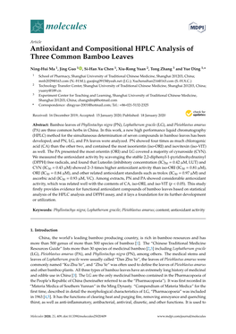 Antioxidant and Compositional HPLC Analysis of Three Common Bamboo Leaves