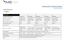 HARDWARE SPECIFICATIONS UPDATED MAY 2018 1.System Requirements