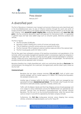 Press Dossier PAGE 1/9 February 2017 a Diversified Port