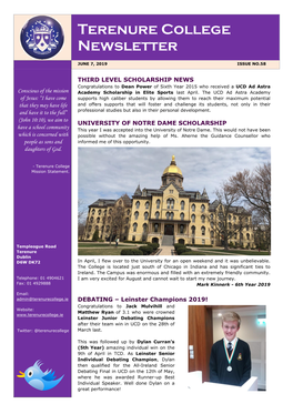 Terenure College Newsletter