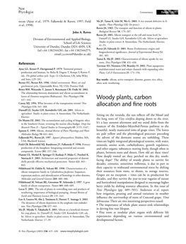 Woody Plants, Carbon Allocation and Fine Roots