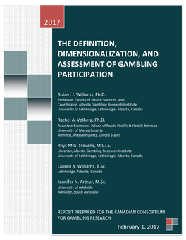 The Definition, Dimensionalization, and Assessment of Gambling Participation