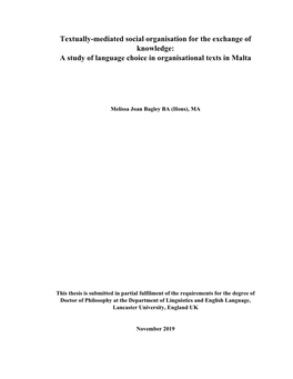 Societal Bilingualism in Malta: Systems of Institutionalised Knowledge