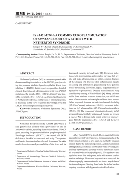 Is C. 1431-12G&gt; AA Common European Mutation of Report of A