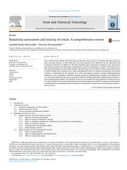 Bioactivity Assessment and Toxicity of Crocin: a Comprehensive