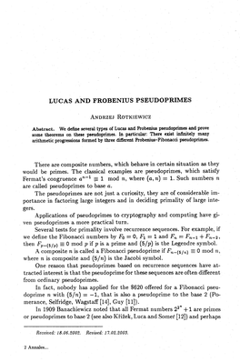 Lucas and Frobenius Pseudoprimes