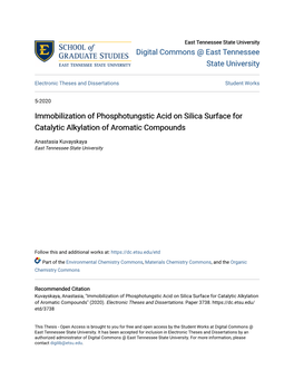 Immobilization of Phosphotungstic Acid on Silica Surface for Catalytic Alkylation of Aromatic Compounds