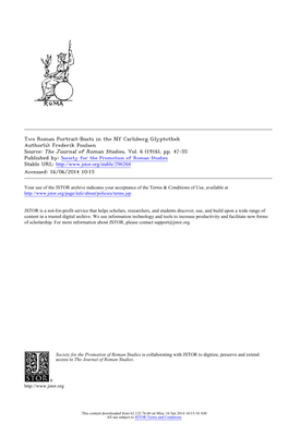 Two Roman Portrait-Busts in the NY Carlsberg Glyptothek Author(S): Frederik Poulsen Source: the Journal of Roman Studies, Vol