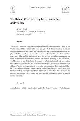 The Rule of Contradictory Pairs, Insolubles and Validity