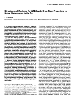 Ultrastructural Evidence for Gabaergic Brain Stem Projections to Spinal Motoneurons in the Rat