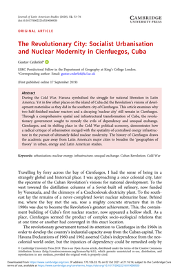 Socialist Urbanisation and Nuclear Modernity in Cienfuegos, Cuba