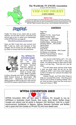 The Worldwide TV-FM DX Association Serving the VHF-UHF Enthusiast