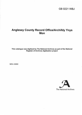 GB 0221 WBJ Anglesey County Record Office/Archifdy Ynys