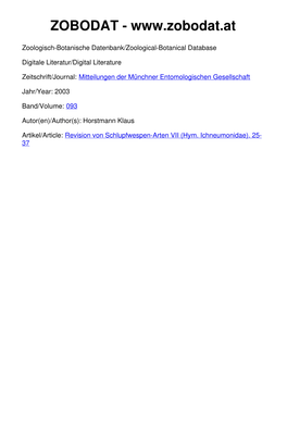 Mitteilungen Der Münchner Entomologischen Gesellschaft