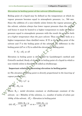 Elevation in Boiling Point of the Solvent (Ebullioscopy)