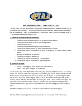 2019 PIAA Play Clock Mechanics