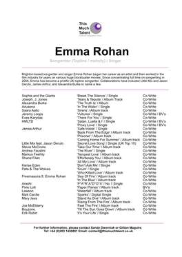 Emma Rohan CV