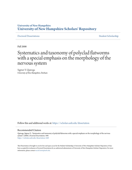 Systematics and Taxonomy of Polyclad Flatworms with a Special Emphasis on the Morphology of the Nervous System Sigmer Y