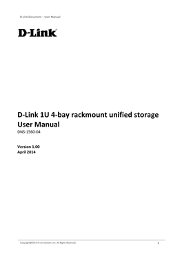 D-Link 1U 4-Bay Rackmount Unified Storage User Manual DNS-1560-04