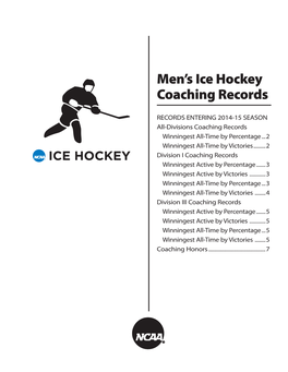 Men's Ice Hockey Coaching Records