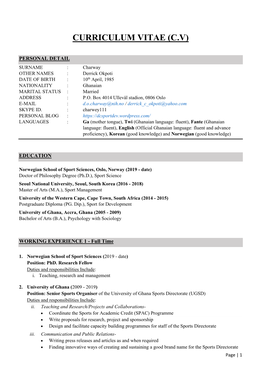 Curriculum Vitae (Cv)