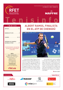 Albert Ramos, Finalista En El Atp De Chengdú