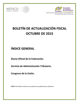 Boletín De Actualización Fiscal Octubre De 2015