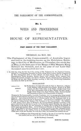 Votes and Proceedings House Of