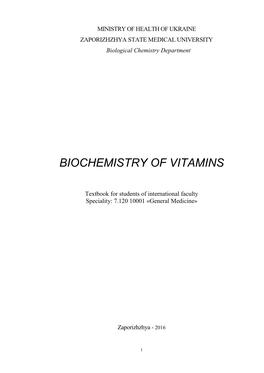 Biochemistry of Vitamins