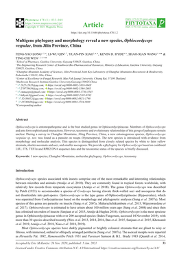 Multigene Phylogeny and Morphology Reveal a New Species, Ophiocordyceps Vespulae, from Jilin Province, China